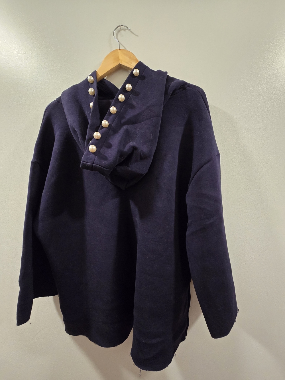 Joh Apparel Francine French Scuba Pearl Hoodie Navy Blue Size L